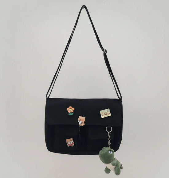 Women Simple Messenger Bag Casual Satchel Ladies Handbags Shoulder Bag Pouch Girls Sweet Printed Canvas Cross School Bags Purses