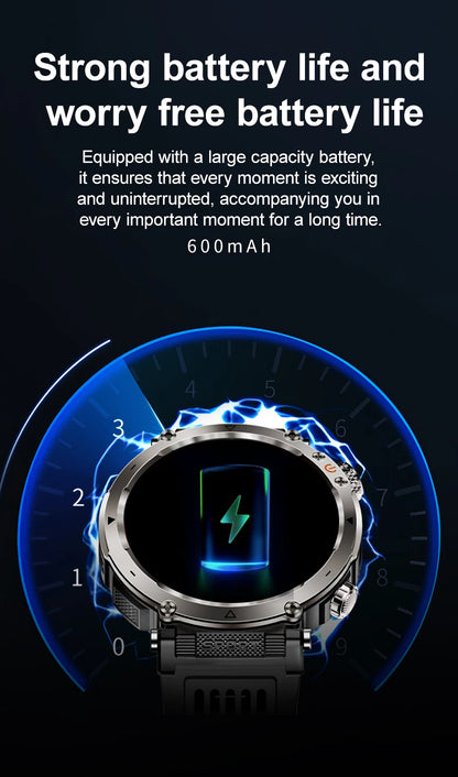 Smart Watch HT30 Bluetooth Call Men Outdoor Sports Fitness Compass Heart Rate Health Monitoring 600mAh Large Battery Smartwatch