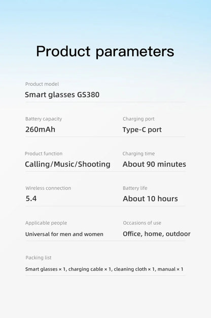Xiaomi GS380 Smart Glasses With Camera 200W Pixels Auto Colour Change Lens Bluetooth Glasses Listen to music Shooting Sunglasses