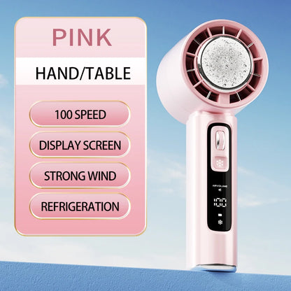 2024 New Semiconductor Refrigeration High-speed Handheld Electric Fan 4000mAh USB Portable Rechargeable Outdoor Small Fan