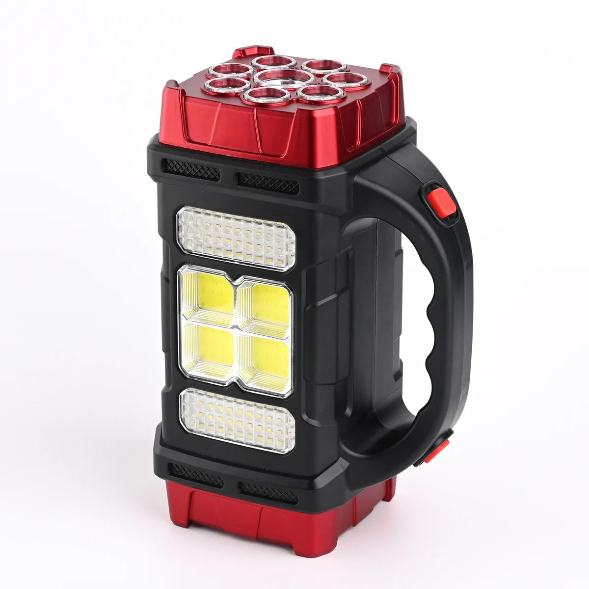 High Power Hand Lamp Solar Energy USB Rechargeable LED Flashlight Outdoor Camping Floodlight Emergency Power Torch Warning Light