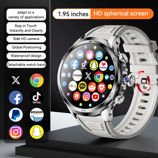 2025 NEW 4G Full Netcom H19 Smartwatch Android System 1.95 Inch 720*720 Amoled Screen 190° Rotating Camera Smart Watch GPS WIFI