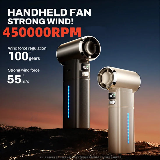 Portable Handheld fan Strong Wind 100 Gear Wind speed LED Digital Display Adjustable Turbo Portable Outdoor Handheld Fan 6000mAh
