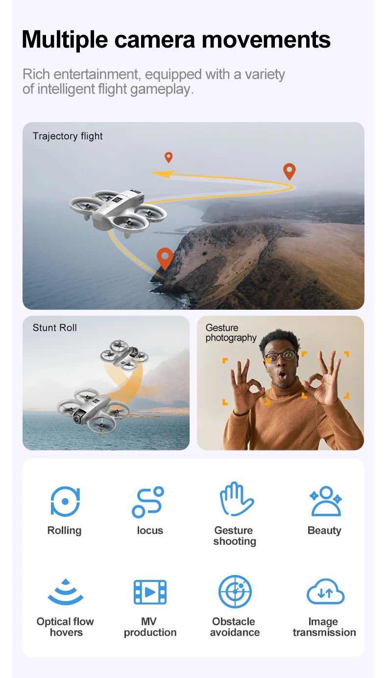 GT3 Drones Mini 8K HD Dual Camera Intelligent Obstacle Avoidances Aerial Photography Flyer Optical Flow Positioning Beginner UAV