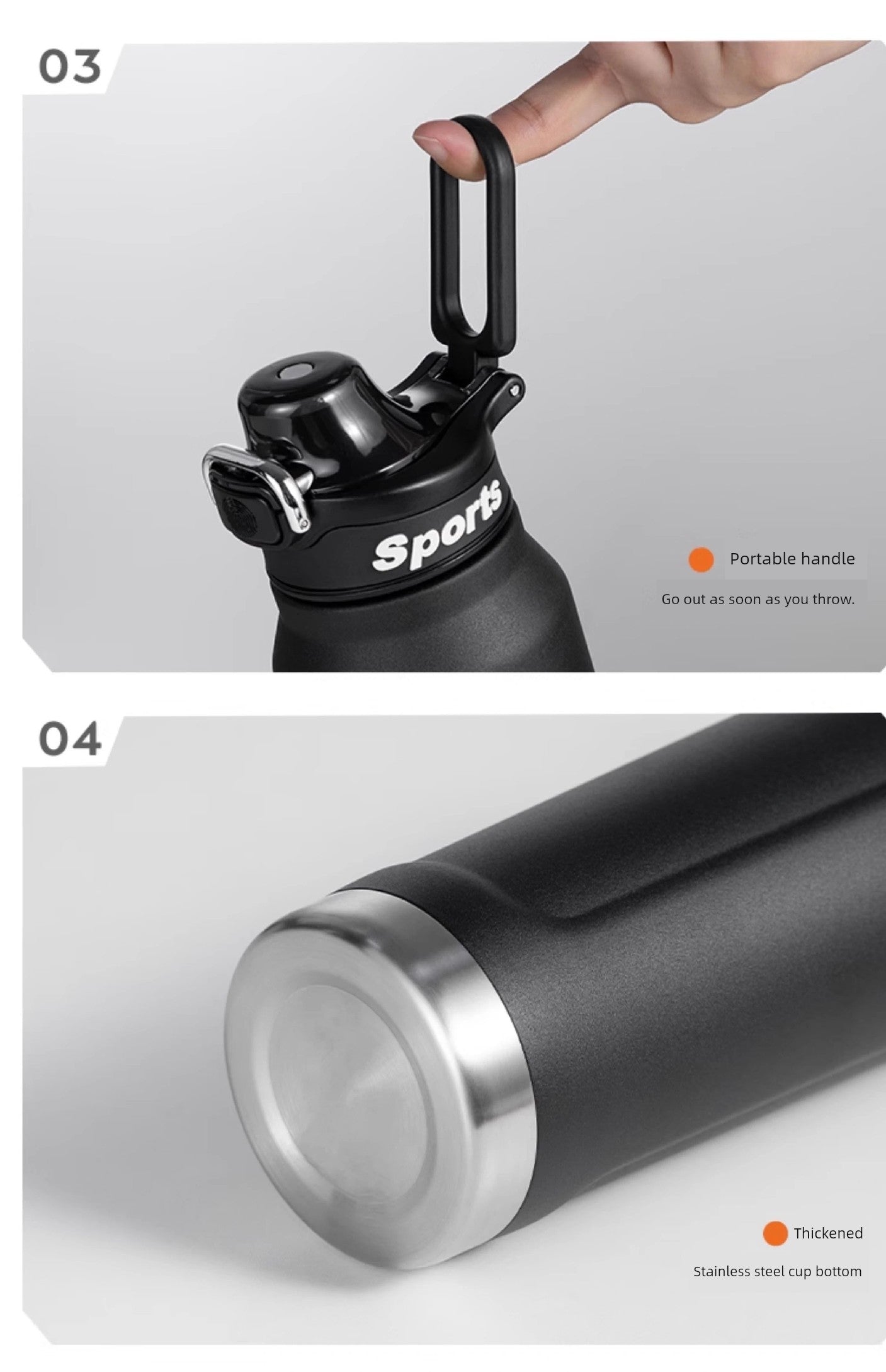 Japanese Style New Vacuum Cup Large Capacity Cold Cup SUS316 Stainless Steel Outdoor Sports  Water Cup Portable Student