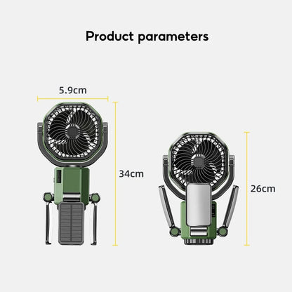 Eary Camping Solar Fan With 6000mAh Battery Powered Tent Camp Fan With Light 4 Speed Wind Adjustable Air Cooling Fan For Outdoor