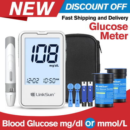 G-425-2 Linksun Blood Glucose Meter 50/100pcs Test Strips Medical Diabetes Testing Device Blood Sugar Digital Glucometer Monitor