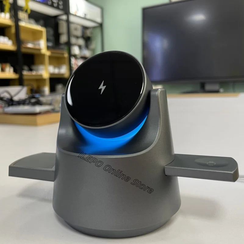 4-in-1 Wireless Charging Station With 7 RGB Colors Light 15W Fast Charging Magnetic Touch Control for iPhone 16 AirPods iWatch