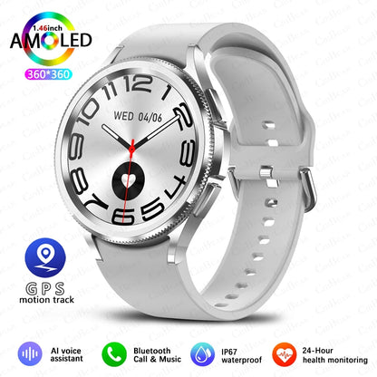 2025 New Watch 6 Classic Smartwatch Men GPS Sports Amoled Screen Heart Rate Waterproof Bluetooth Call Music Smart Watch Women