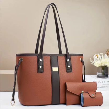 Trend 3Piece Set Women Handbag Purses Luxury Designer Female PU Leather Crossbody Shoulder Bag Large Capacity Casual Tote Bag