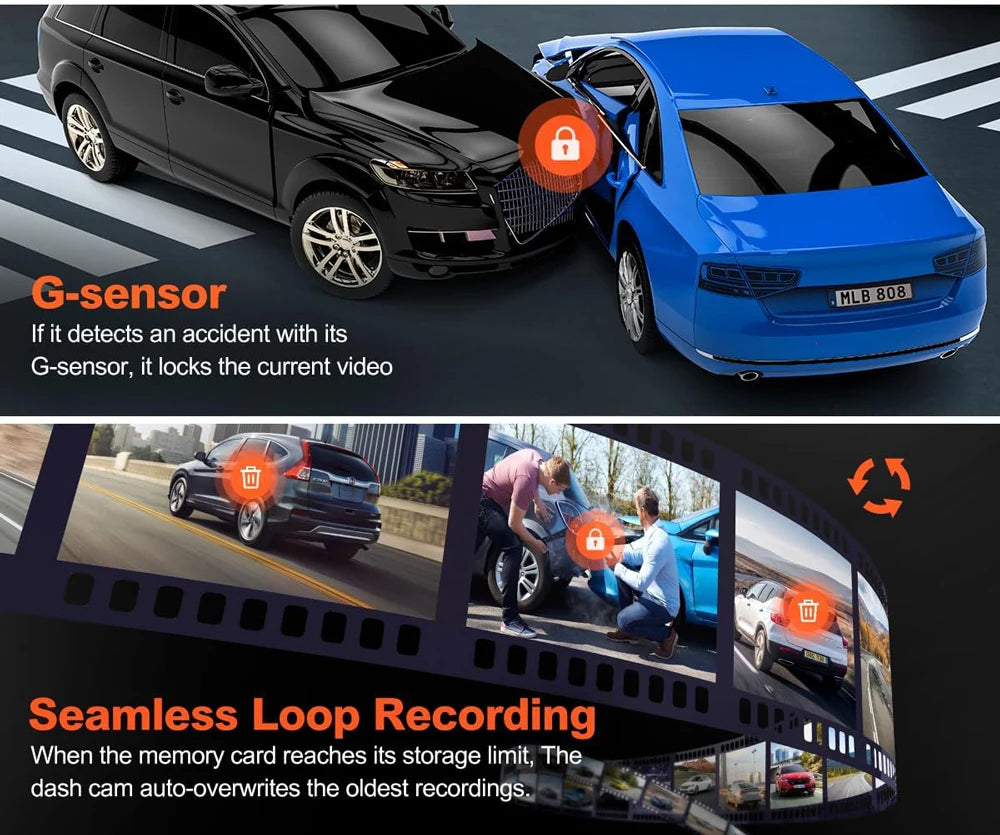 4K Dash Cam WIFI GPS Car DVR 2.5K Rear Camera Video Drive Recorder Dashcam Register Mini Black Box 24H Monitoring Night Vision