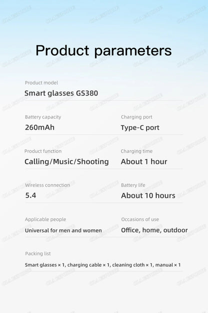 AI Smart Glasses Photo Sense Camera Bluetooth Music Call Intelligent Recording Ip65 Waterproof Bluetooth Sunglasses Men, Women
