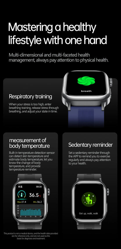 2025 New High-end Air Pump Lipid Smart Watch Men ECG+PPG Precise Blood Pressure Heart Rate BT Call NFC  Health Watches