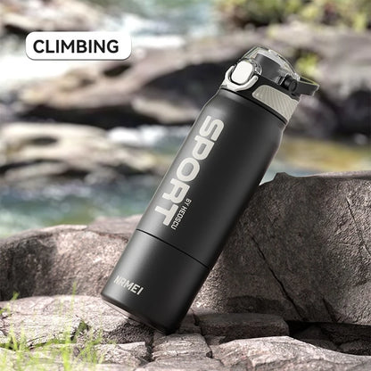Insulated Water Bottle Thermal Stainless Steel Leak-proof Vacuum Flask Rope with Cup Portable Hiking Cycling