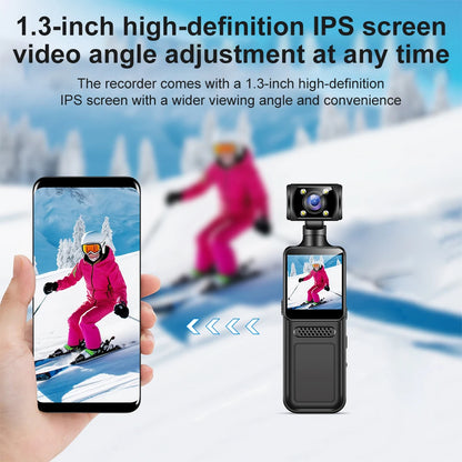 128GB 4K Ultra HD Action Mini Camera 180 Rotatable Vlog Wifi Sports Cam Waterproof Case Helmet Travel Bicycle Driver Recorder