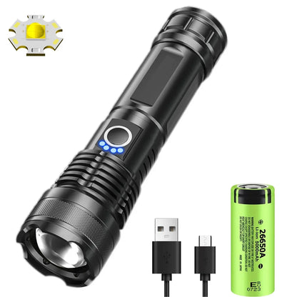 High Power Led Flashlights Long Shot Zoom Super Bright Flashlight Led USB Rechargeable Very Strong Led Flashlight For Camping