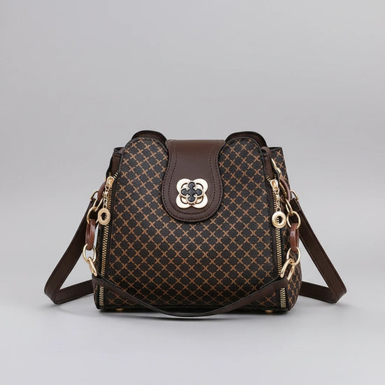 New Women Handbag Bag Luxury Design Bucket Shoulder Crossbody Bag Flip Check Print Large Capacity Single Shoulder Straddle Bag