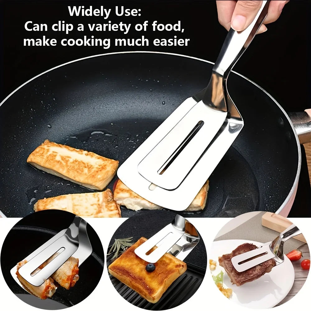 1/2/4Pcs Stainless Steel Steak Clips Multifunctional Spatula Double-Sided Cooking Tongs For Fish Meat Pizza Kitchen Baking Tools