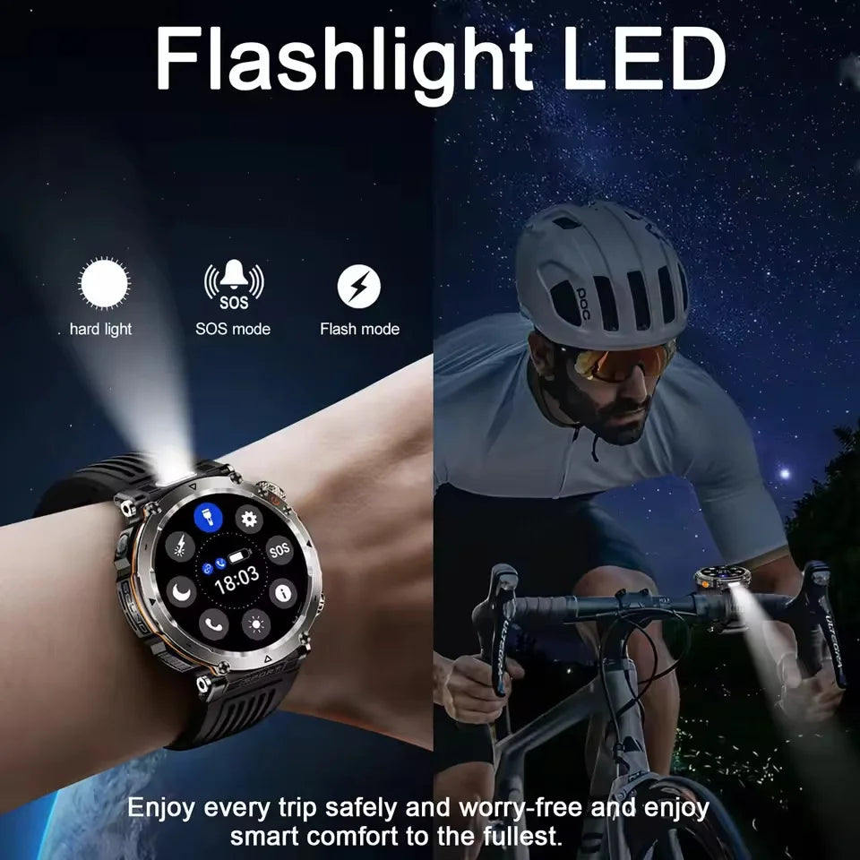 Smart Watch HT30 Bluetooth Call Men Outdoor Sports Fitness Compass Heart Rate Health Monitoring 600mAh Large Battery Smartwatch