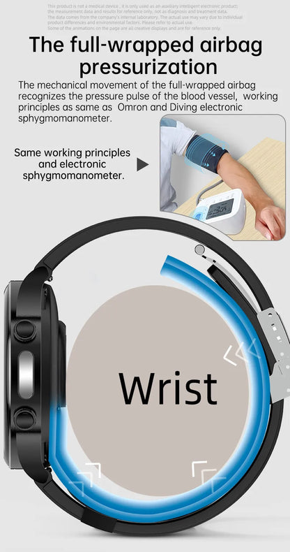 P70 Smart Watch Air Pressure Pump Blood Pressure Medical Grade ECG+PPG Heart Rate Blood Pressure Measurement Elder Health Watch