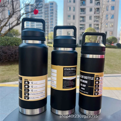 800ml,1100ml Large Capacity Water Bottle Stainless Steel Thermos Vacuum Insulated Flask Bottle Leakproof Sports Portable Tumbler