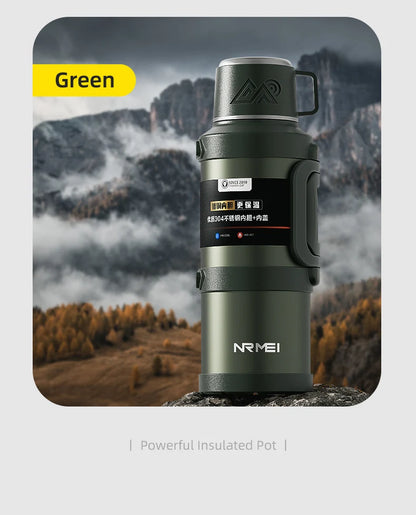 Stainless Steel Thermos Bottle with Handle Outdoor Portable Large Capacity Thermal Water Bottle ,Keep Hot and Cold for 72H
