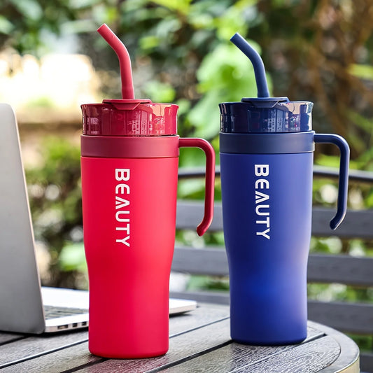 Large 40.58 Oz PC Plastic Insulated Cup with Straw - Lightweight, BPA Free