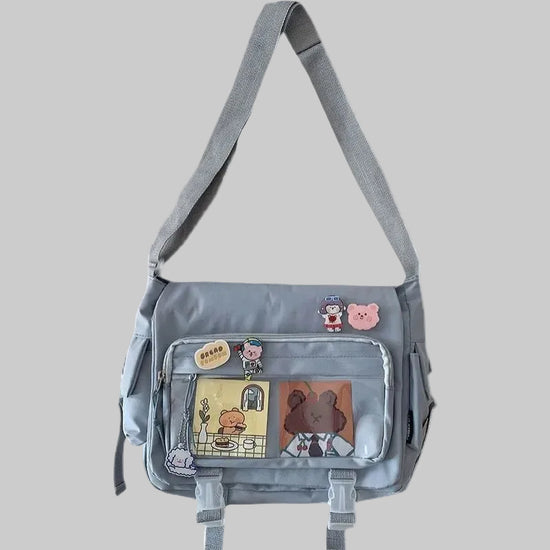 Large capacity student class crossbody canvas bag, women&