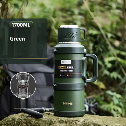 Stainless Steel Insulated Water Bottle with Handle Outdoor Portable Large Capacity Thermos Bottle,Keep Hot and Cold for 72H