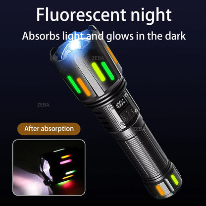 Super Powerful LED Flashlight 1000000LM High Power Torch Strong Light 800W Led Flash Light Rechargeable Hunting Tactical Lantren