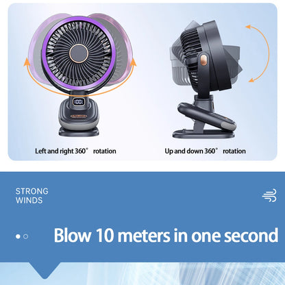 Mini Clip Fan Mute 10000mAh Rechargeable Mini Desk Fan  Adjustable Clip-on Fan Table Wireless Fan for Home Room