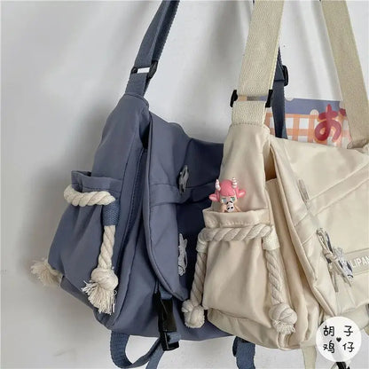 Women's Nylon Handheld One Shoulder Versatile Large Capacity Crossbody Bag Retro Work Travel