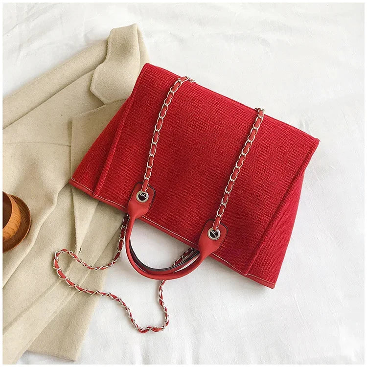 Fashion Make Up Designer Big Women's New Korean Fashion Casual Large Capacity Shoulder Crossbody Chain Tote Bag