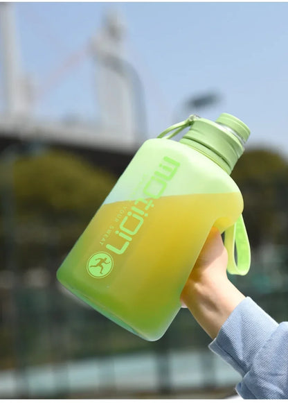 2 Liter Sports Water Bottle With Straw Large Capacity Fitness With Scale Gradient Kettle Outdoor Plastic Portable Water Bottle