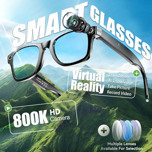 2025 Smart Glasses Camera AI Translation Video Bluetooth Call Headphones Voice Assistant Outdoor Sport Sunglasses HD 800W Camera
