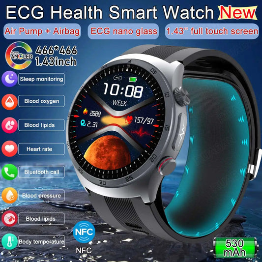 Airbag Smart Watch  2025 New Health watch men Air pump True Accurately Blood Pressure watches Uric Acid Blood Lipids