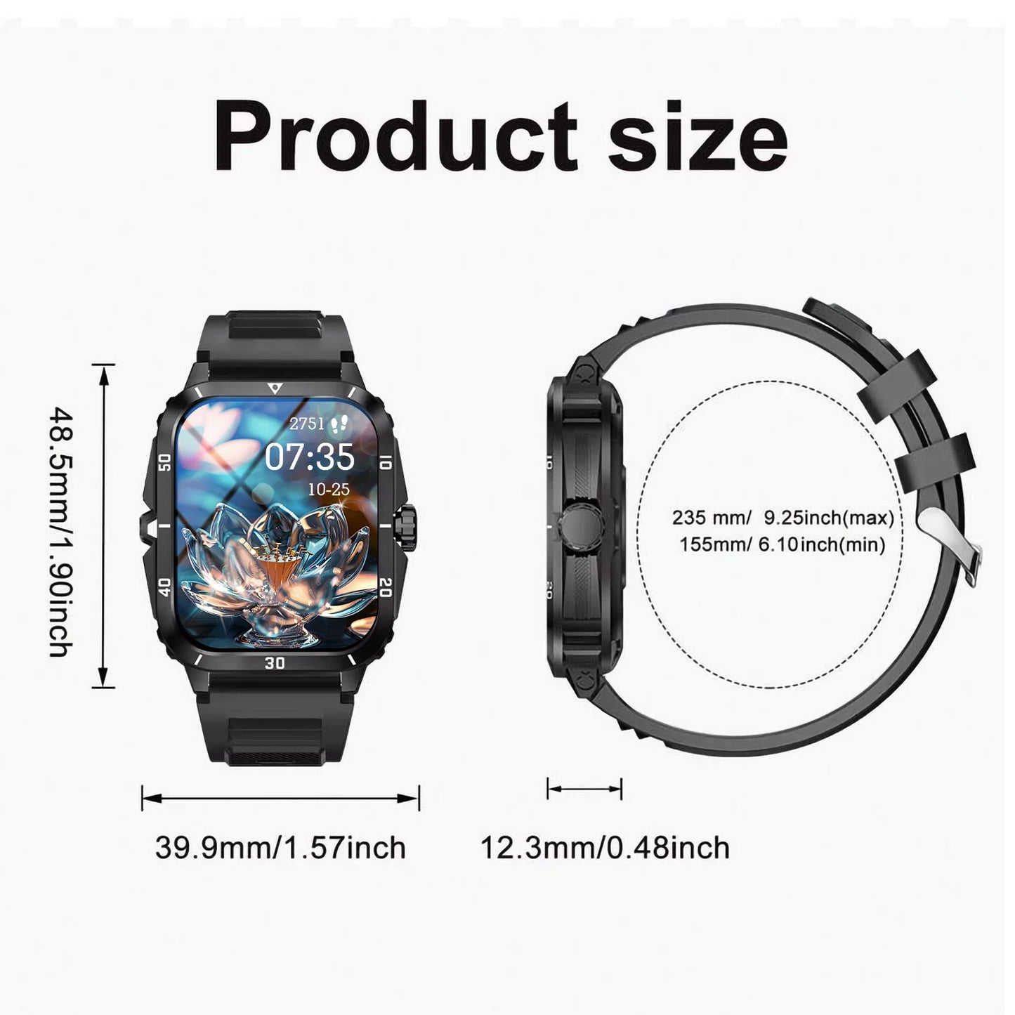 Smart Watch, Wireless Calls, Music Playback, Message Reminders, Multi-Sports Mode, Suitable For Men And Women