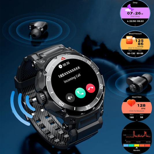2025 New Smart Watch TWS 2-in-1 Wireless Headphone Music Call Men SmartWatch Health Monitoring Waterproof Sports Watch