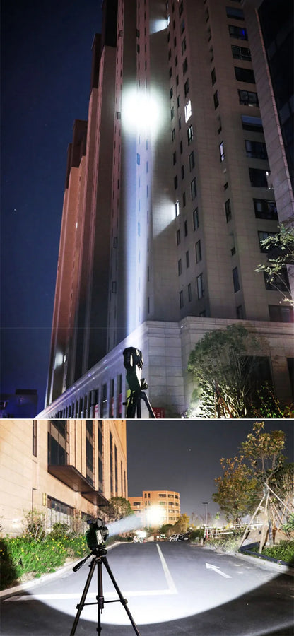 High Power Hand Lamp Solar Energy USB Rechargeable LED Flashlight Outdoor Camping Floodlight Emergency Power Torch Warning Light