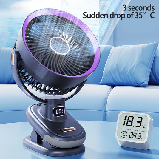 Mini Clip Fan Mute 10000mAh Rechargeable Mini Desk Fan  Adjustable Clip-on Fan Table Wireless Fan for Home Room