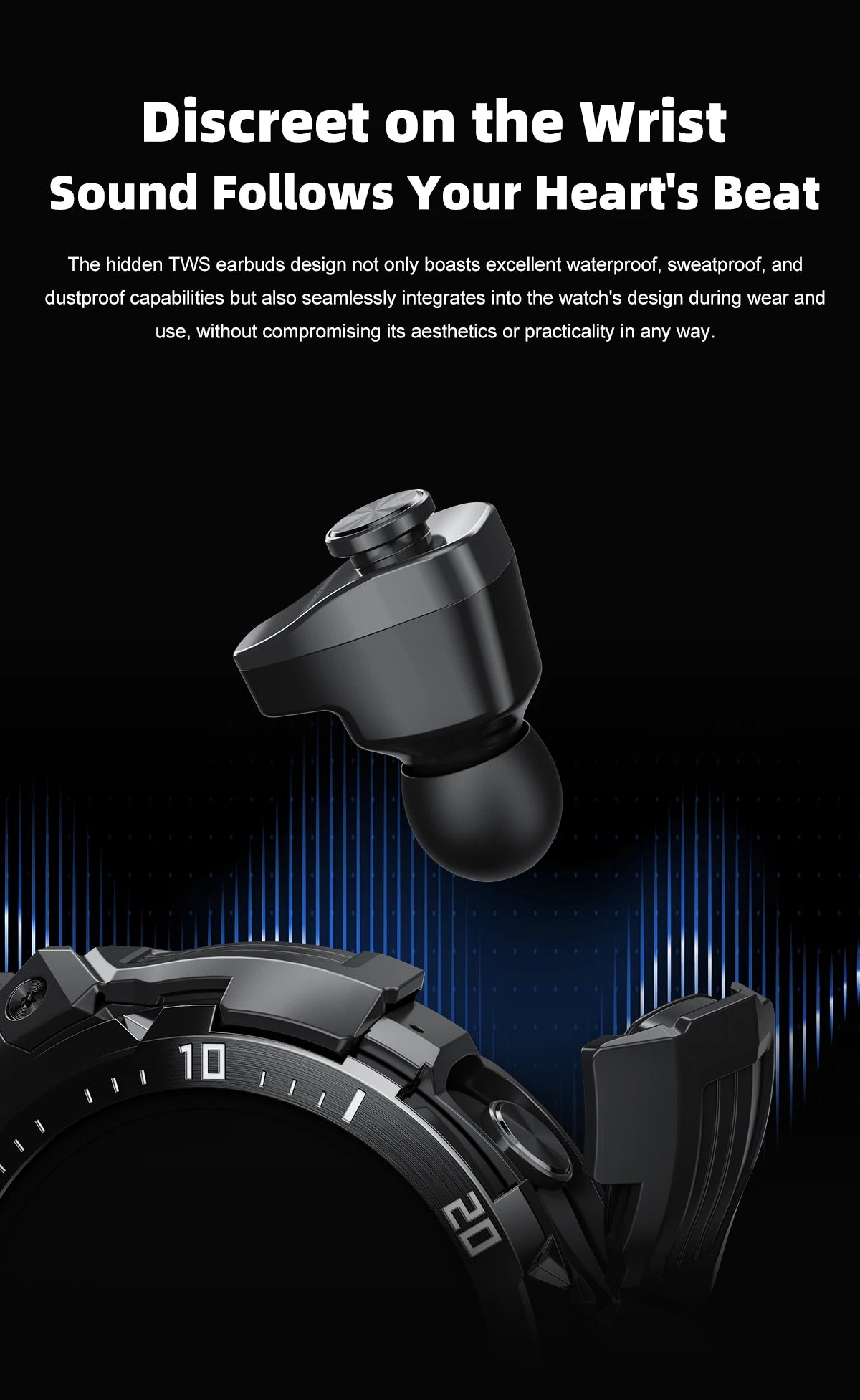 2025 New Smart Watch TWS 2-in-1 Wireless Headphone Music Call Men SmartWatch Health Monitoring Waterproof Sports Watch