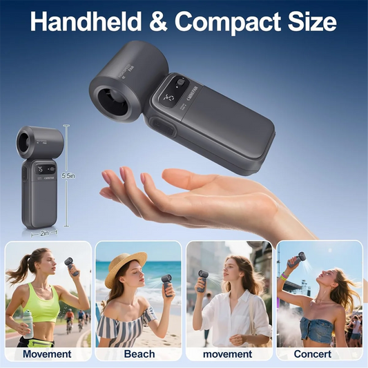 L68A Mini Portable Fan, Handheld Fan 40000 RPM Turbo High Speed with Dual Modes (100-Level&7 Speeds),for Travel/Camping/Beach