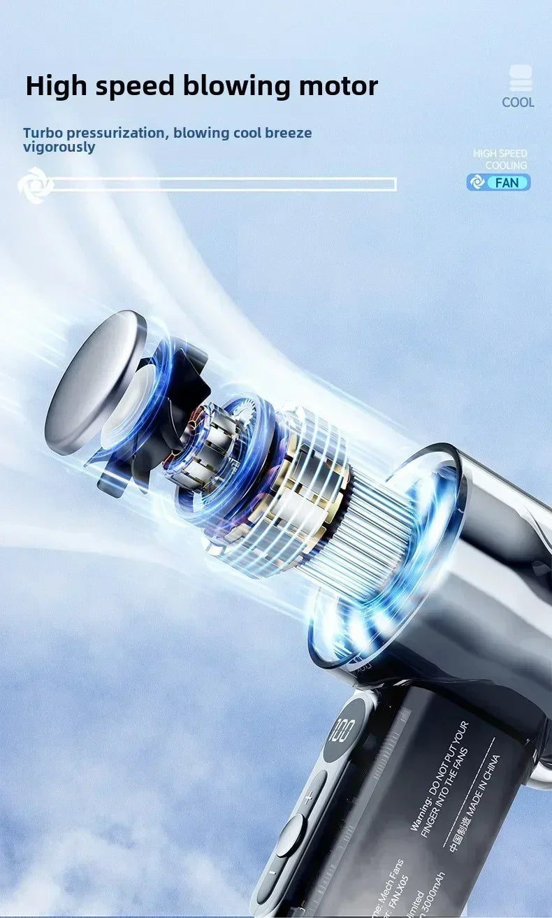 2025 Portable Handheld Fan - 100-Speed Turbo Cooling, 3000mAh Rechargeable, High Wind Outdoor Mini Fan with Adjustable Airflow