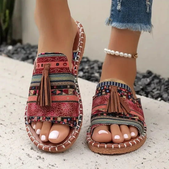 Flat Slippers for Women Wearing Outside, 2026 Summer New European and American Tassel Women&