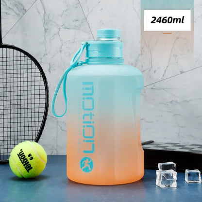 2 Liter Sports Water Bottle With Straw Large Capacity Fitness With Scale Gradient Kettle Outdoor Plastic Portable Water Bottle