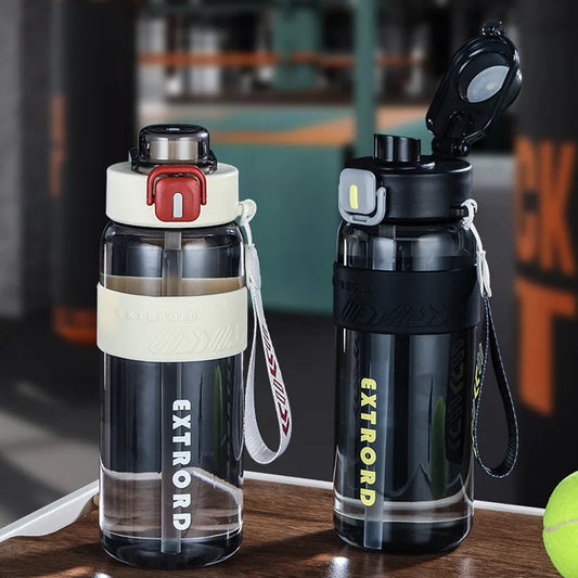 800ml Fashion Sport Water Bottle With Straw BPA Free Portable Durable Gym Fitness Outdoor Sport Drinking Bottle