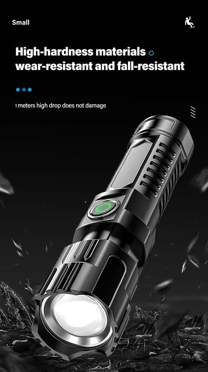 High Strong Power Led Flashlights 2000LM Tactical Torch with Display Light USB Charging Camping Fishing Emergency Zoom Lantern