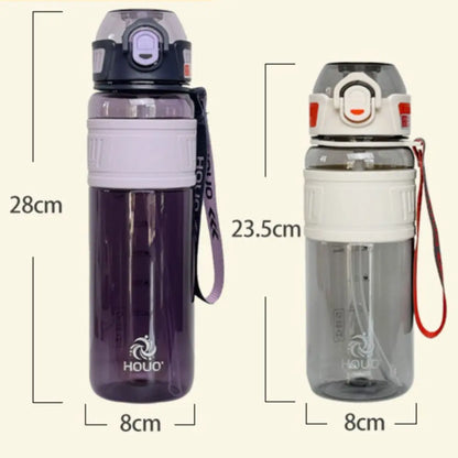 PC 1 Liter Sports Water Bottle Leak Proof Large Capacity Colorful Plastic Cup Silicone Cup Holder Portable Handle