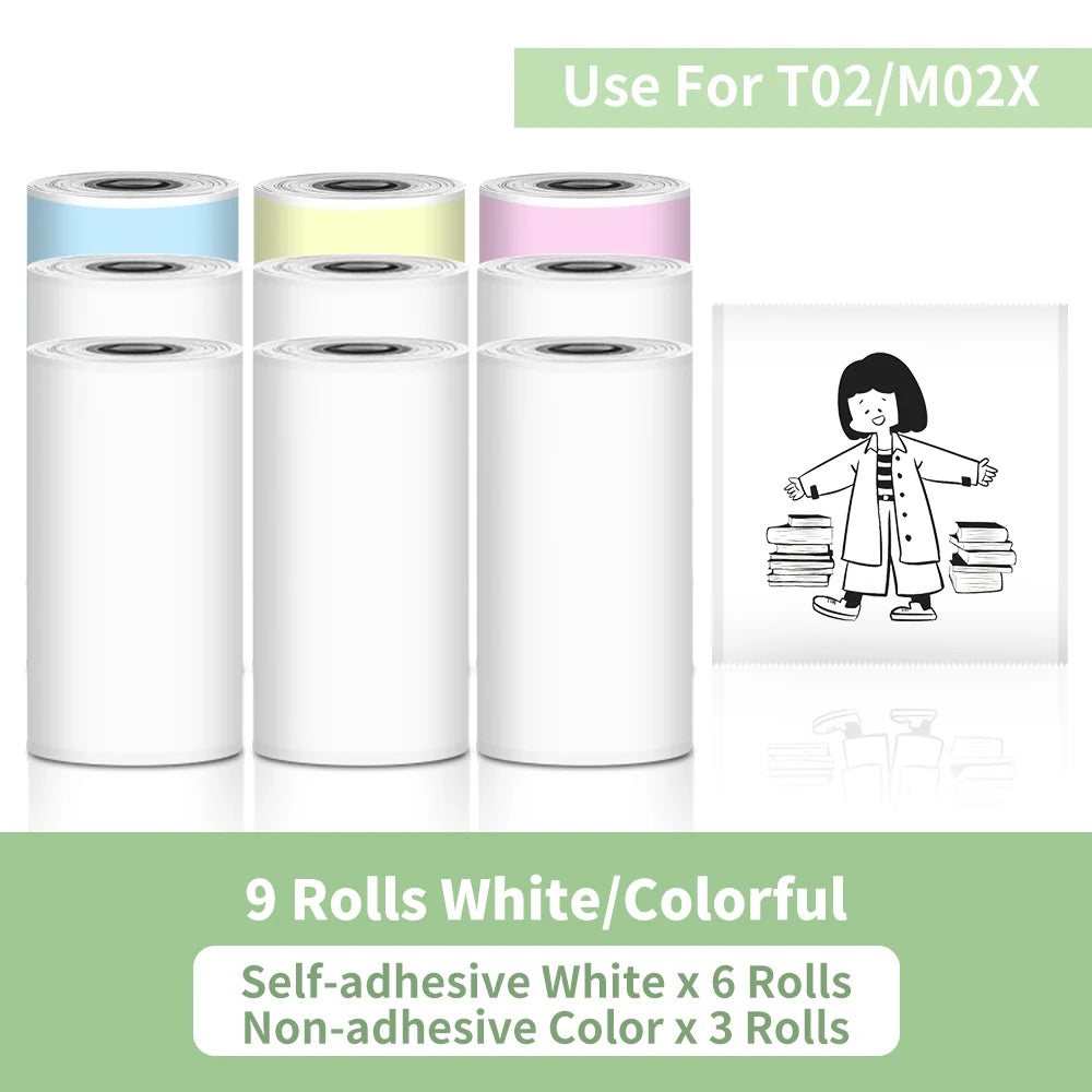 T02 Portable Printer Phomemo Mini Sticker Printer Self-adhesive Labels Inkless Sticker Printer for Journal, Notes, Photo, DIY