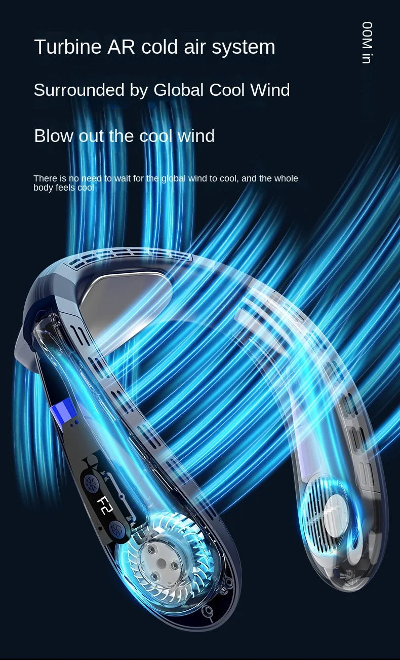 2024 New Neck Air Conditioner Portable Neck Fan Rechargeable Semiconductor Cooling Bladeless Fan Wearable Cooler multi purpose